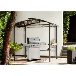 Grillpavillon Stahl braun 240 x 230 x 150 cm
