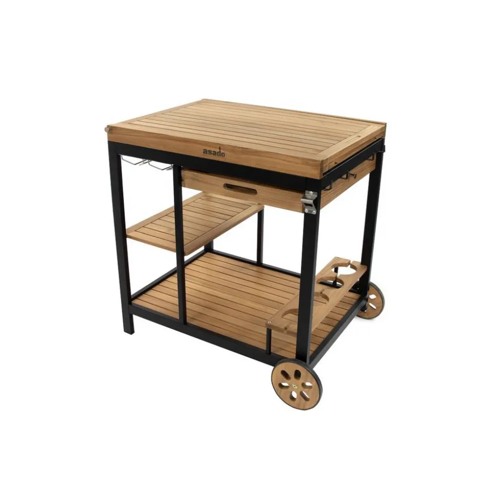 Grillwagen 'Jack' Akazienfarben/schwarz 92 x 82 x 64 cm