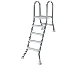 Halbhochbeckenleiter Edelstahl 4 + 1 Stufen, 120 x 40 cm