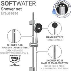 Handbrausen-Set 'Softwater' Edelstahl chromfarben 3-teilig