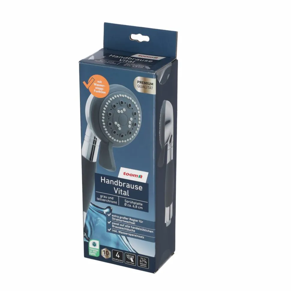 Handbrause 'Vital' grau/verchromt Ø 8,4 cm
