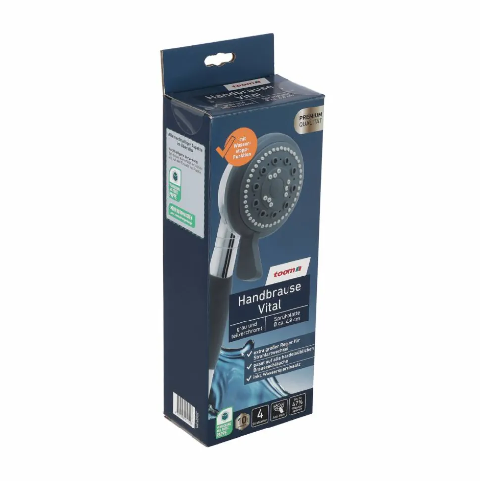 Handbrause 'Vital' grau/verchromt Ø 8,4 cm