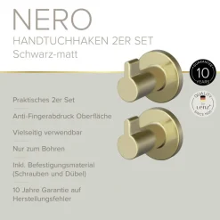 Handtuchhaken 'Juna' Ø 35 mm gold 2er-Set