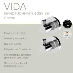 Handtuchhaken 'Vida' rund verchromt 2 Stück