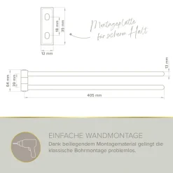 Handtuchhalter 'Aura' doppelreihig verchromt 43 cm
