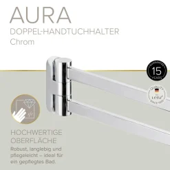 Handtuchhalter 'Aura' doppelreihig verchromt 43 cm