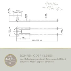 Handtuchhalter 'Soulution' doppelreihig nickelfarben 37-52 cm
