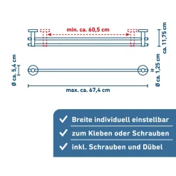 Handtuchstange 'Rom' mattschwarz 67,4 x 11,75 cm
