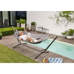 Hängematte 'Panama' mit Gestell schwarz 305 x 104 x 105 cm