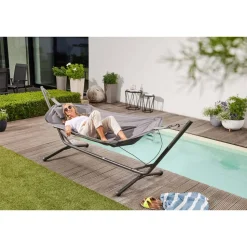 Hängematte 'Panama' mit Gestell schwarz 305 x 104 x 105 cm