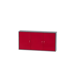 Hängeschrank 3-Türig mit 18 Sichtboxen dunkelrot 120 x 60 x 20 cm