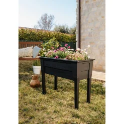 Hochbeet Kunststoff schwarz 78 x 81 x 37,7 cm