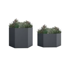 Hochbeet-Set 'Varia' Stahl sechseckig anthrazit Ø 100 x 52/77 cm, 2-teilig