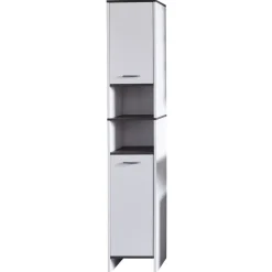 Hochschrank 'California' weiß, silbern 32 x 180 x 28 cm