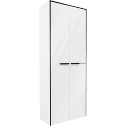 Hochschrank 'Flair' weiß/schwarz inklusive Wäschekorb mit Auszug 62,8 x 163,3 x 32 cm