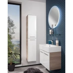 Hochschrank 'Lima' braun, weiß glänzend 30,5 x 160,5 x 32 cm