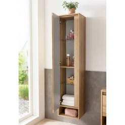 Hochschrank 'Natura' braun matt 38 x 166,5 x 32 cm links