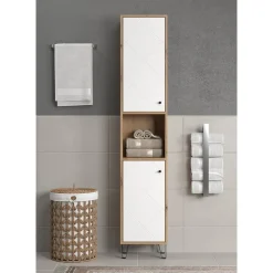 Hochschrank 'Touch' weiß, braun matt 36 x 191 x 29 cm