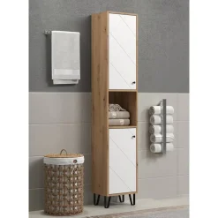 Hochschrank 'Touch' weiß, braun matt 36 x 191 x 29 cm
