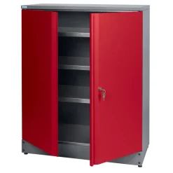 Hochschrank 2-Türig mit 3 Fachböden dunkelrot 91 x 110 x 45 cm