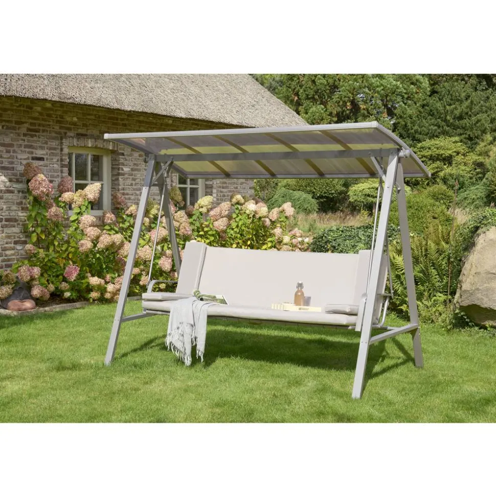 Hollywoodschaukel 'Runa' 3-Sitzer taupe 235 x 135 x 181 cm