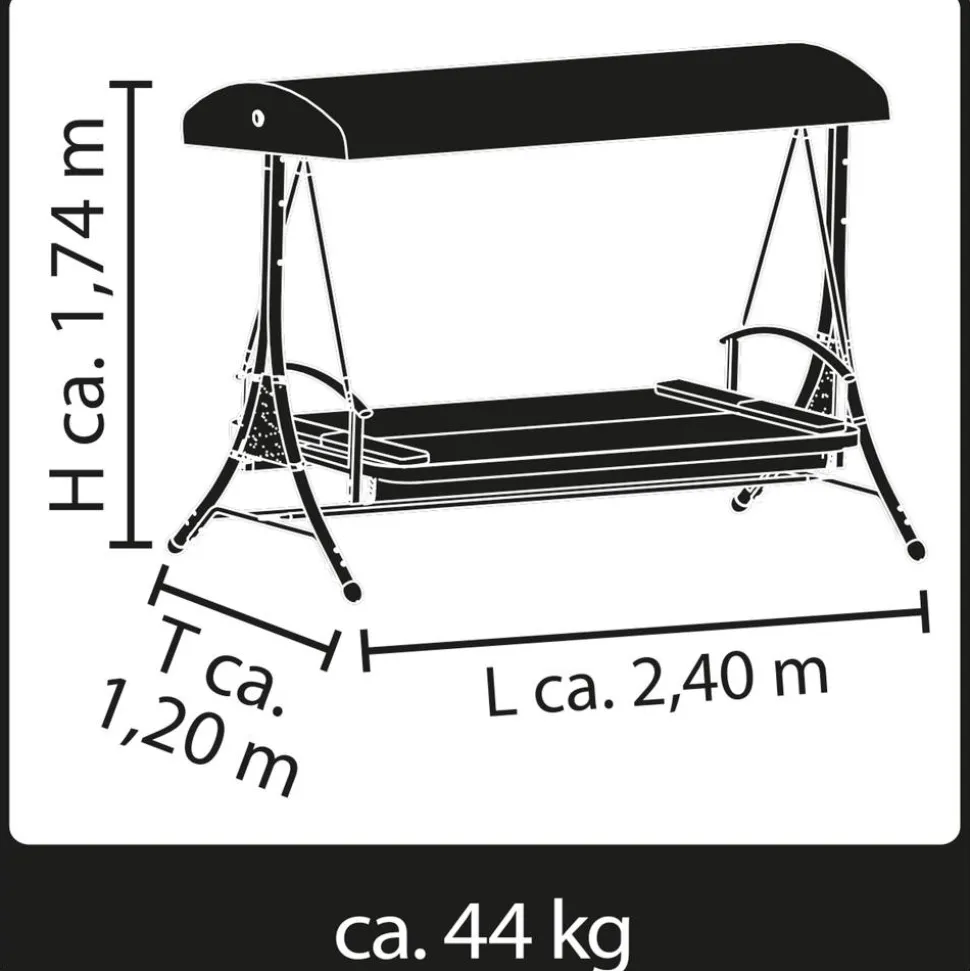 Hollywoodschaukel 'Sophia' 3-Sitzer anthrazit 240 x 174 x 120 cm