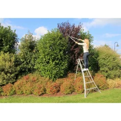 3-Holm-Gartenleiter Aluminium silbern 122 x 125 x 180 cm