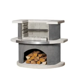 Holzkohlegrill 'Stockholm' weiß, anthrazit 65 x 110 x 93 cm