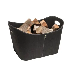 Holzkorb 'Baseline' schwarz 41 x 33 x 53 cm