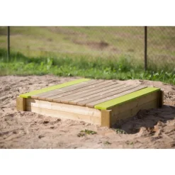 Holz-Sandkasten 'Maus' natur mit Deckel 120 x 120 x 25 cm