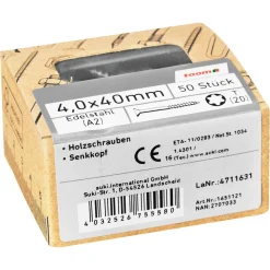 Holzschrauben T20 Torx Edelstahl 4,0 x 40 mm 50 Stück