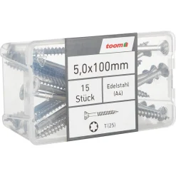 Holzschrauben T25 Torx Edelstahl 5,0 x 100 mm 15 Stück