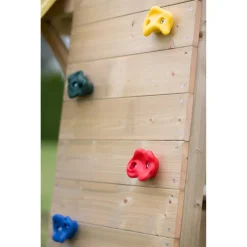 Holz-Spielturm 'Pinguin' natur Rutsche, Kletterwand, 2 Schaukeln und Sandkasten 280 x 340 x 270 cm