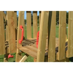 Holz-Spielturm 'Pinguin' natur Rutsche, Kletterwand, 2 Schaukeln und Sandkasten 280 x 340 x 270 cm