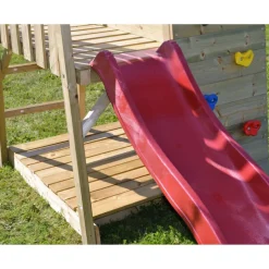 Holz-Spielturm 'Salamander' natur Rutsche, Kletterwand und 2 Schaukeln 290 x 340 x 270 cm
