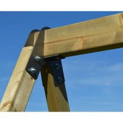 Holz-Spielturm 'Salamander' natur Rutsche, Kletterwand und 2 Schaukeln 290 x 340 x 270 cm