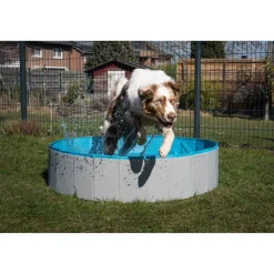 Hundepool grau/petrolblau PVC Ø 120 x 30 cm