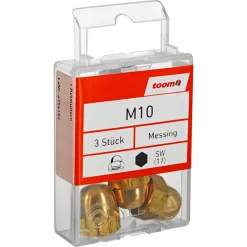 Hutmuttern M10 Messing blank 3 Stück