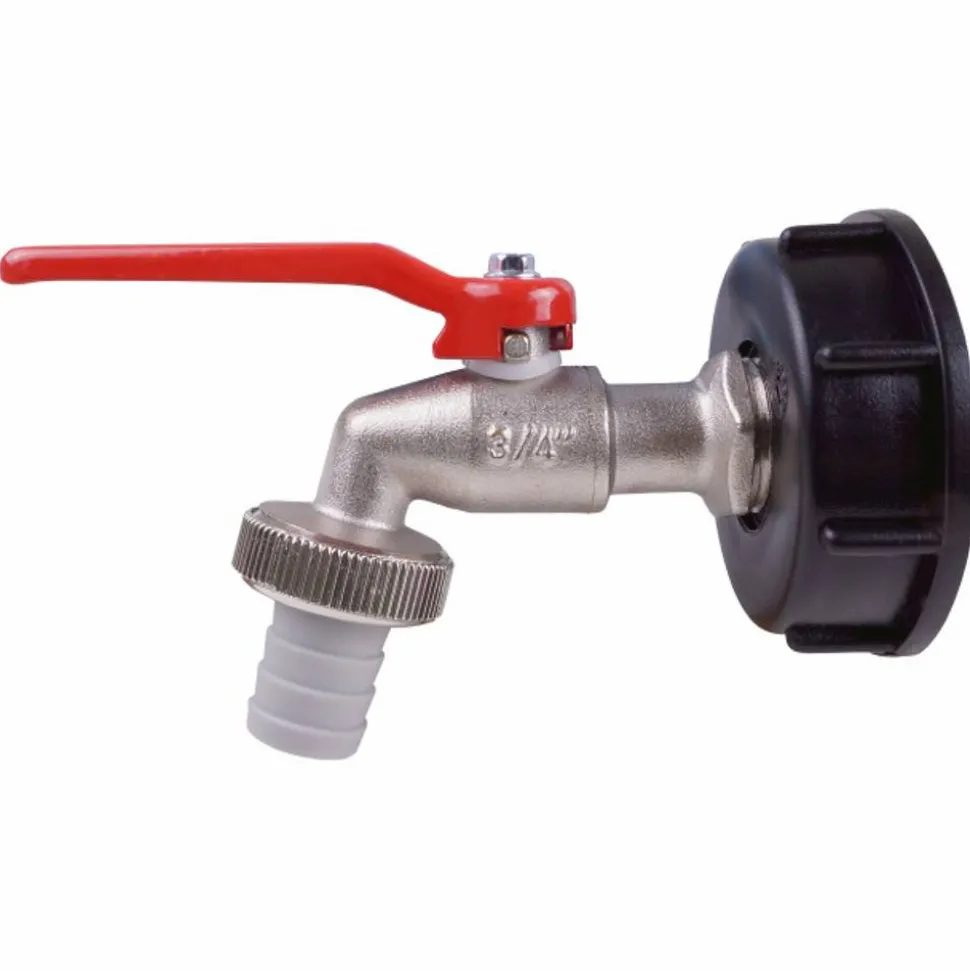 IBC-Kugelauslaufventil mit Schlauchverschraubung Messing 3/4"