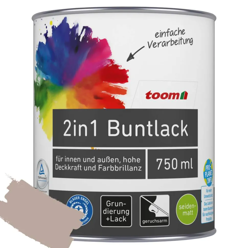 2in1 Buntlack 'Kieselsand' taupe seidenmatt 750 ml