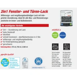 2in1 Fenster- und Türenlack weiß seidenmatt 2,5 l