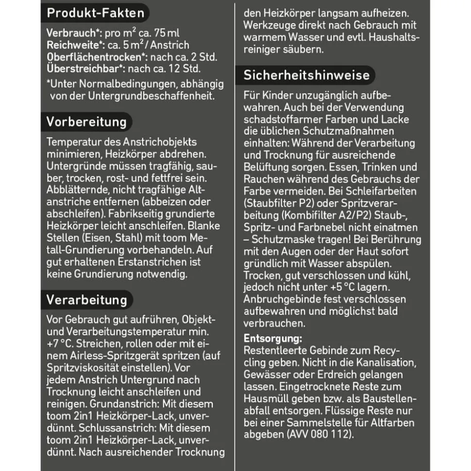 2in1 Heizkörperlack weiß seidenmatt 375 ml