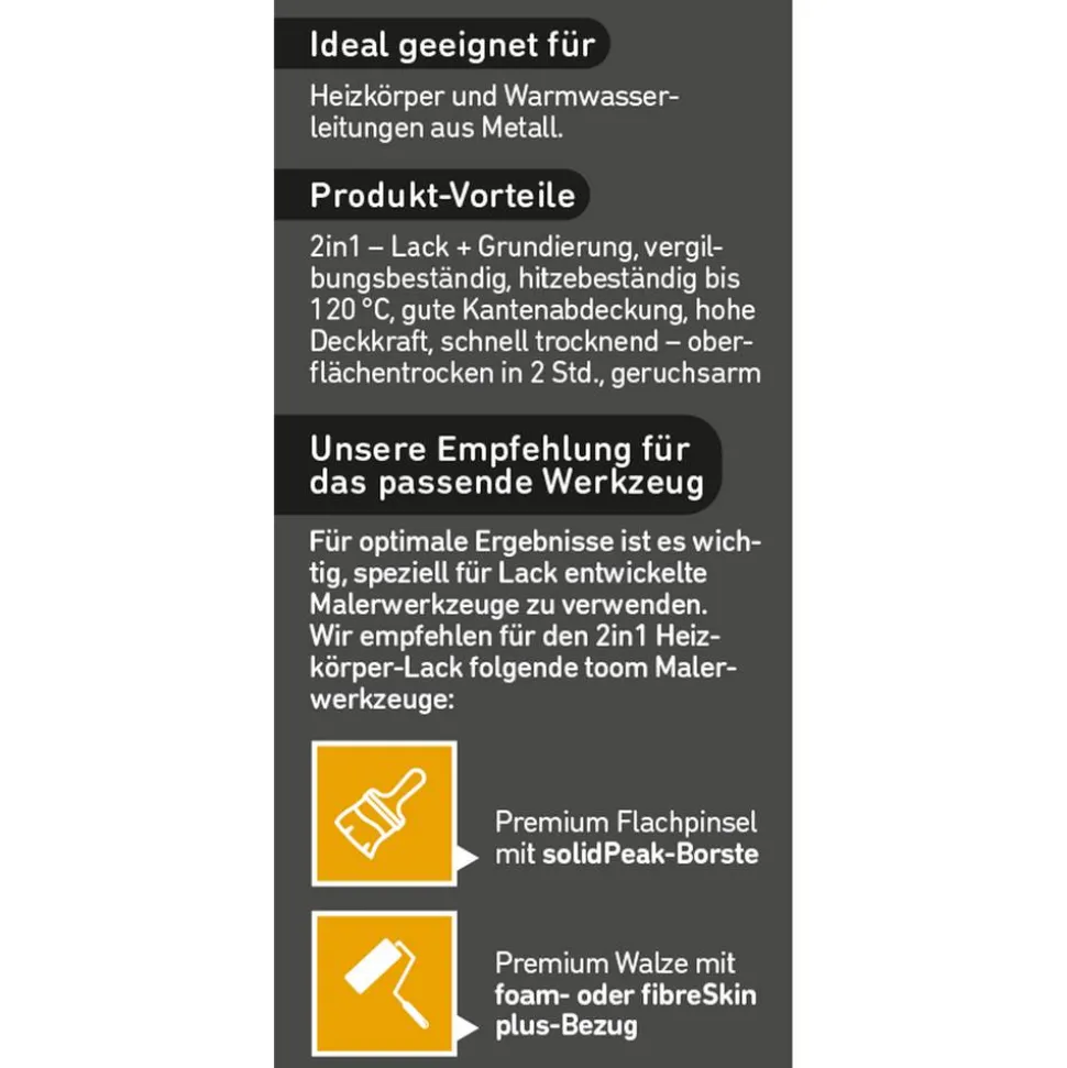 2in1 Heizkörperlack weiß seidenmatt 375 ml
