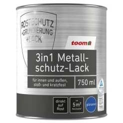 3in1 Metallschutzlack hellgrau glänzend 750 ml