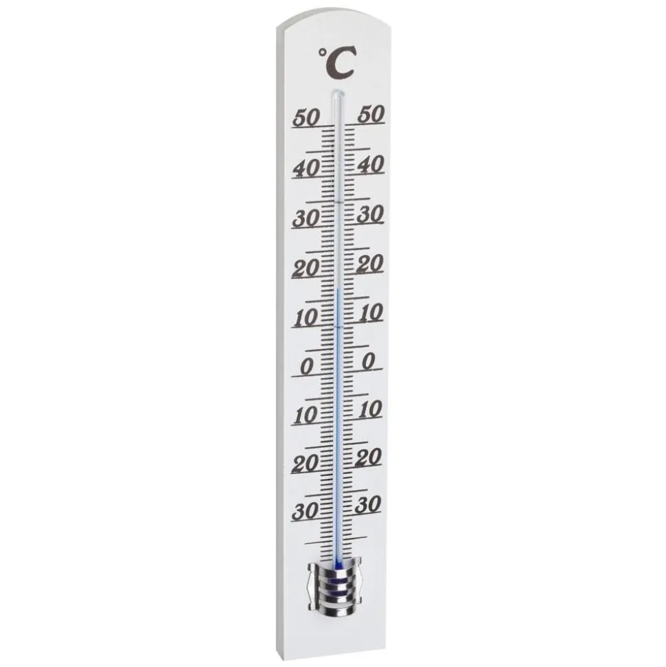 Innenthermometer Massivholz altweiß 3,1 x 1,6 x 18 cm