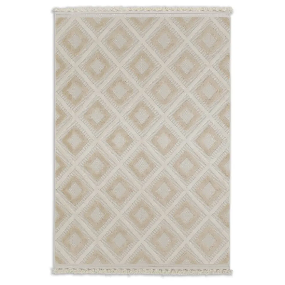 In-& Outdoor-Teppich 'Summer' beige Quadrate 80 x 150 cm