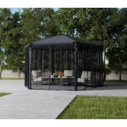 Insektenschutznetz dunkelgrau für Sechseckpavillon