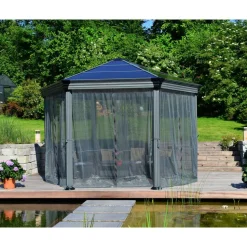 Insektenschutznetz dunkelgrau für Sechseckpavillon