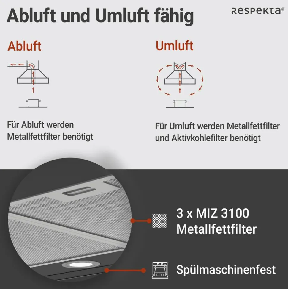 Inselhaube 'CH44199GISS-20' Metall/Glas schwarz 60 cm