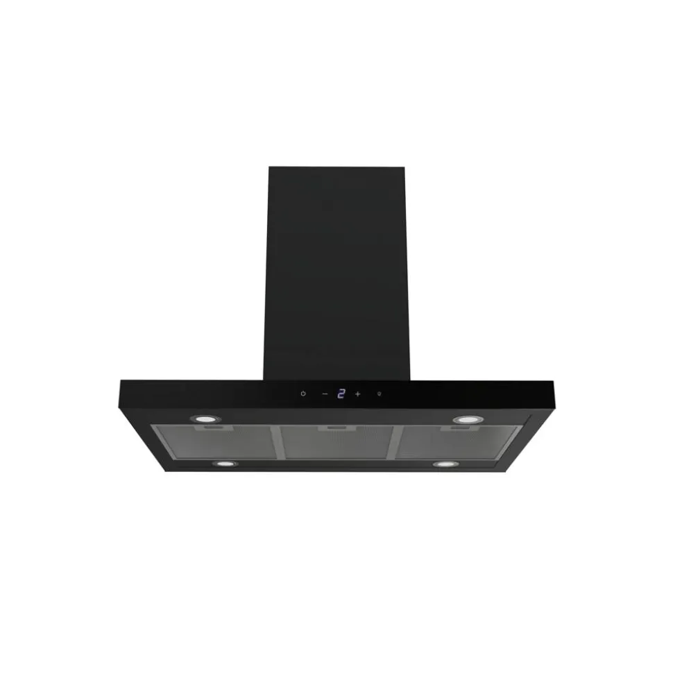 Inselhaube 'CH44199GISS-20' Metall/Glas schwarz 60 cm